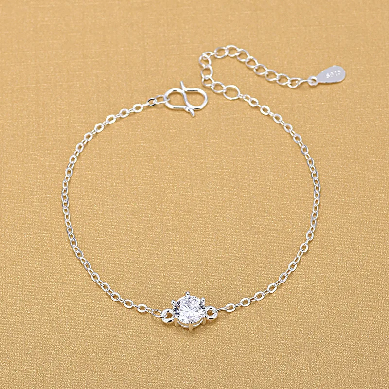 

AAA Cubic Zircon Women Girl 925 Sterling Silver Link Chain Bracelet Wholesale