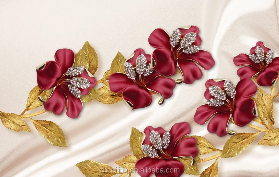 Zhihai 3d Three-dimensional Luxury Diamond Flower Jewellery Background  Wallpaper 3d Hd Wallpapers - Buy 3d Hd Wallpapers,Gold Wallpaper,Geometric  Wallpaper Product on 