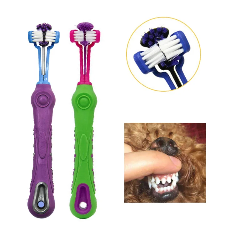 

Three Sided Dog Pet Toothbrush Bad Breath Tartar Teeth Care For Cat Dog Tooth Cleaning Brush Soft Pet Finger Toothbrush