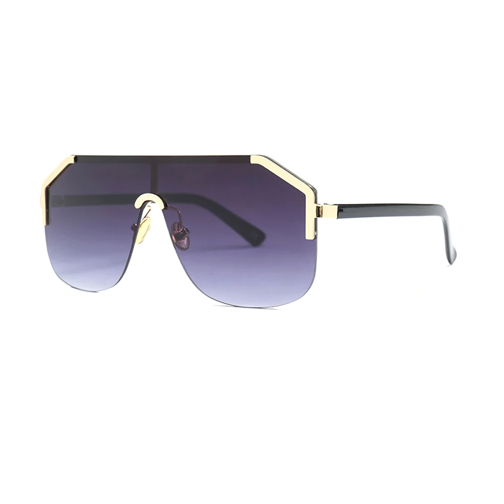 

Luxury Womens Big Square Oversized Half Rimless Metal Frame Sunglass Sunglasses
