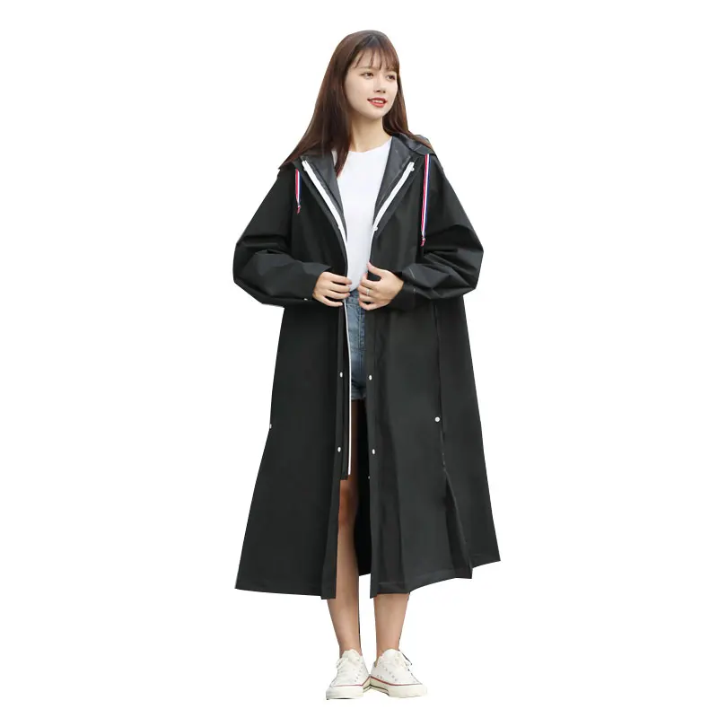 

2022 New fashion waterproof custom raincoat adult EVA windproof soft healthy long jacket big brim hooded eco-friendly