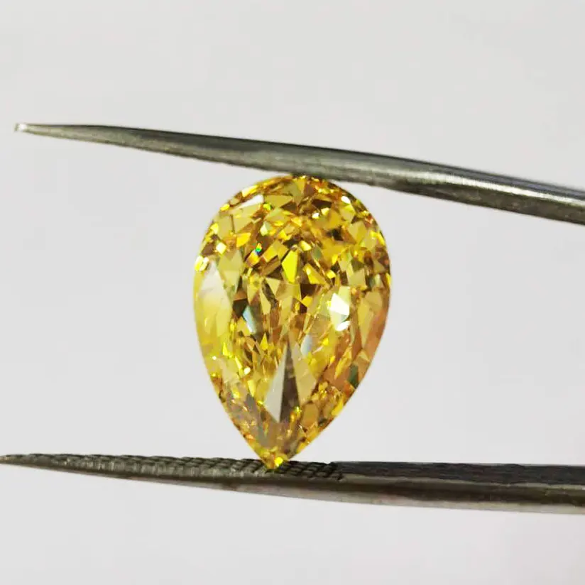 

High Quality Pear Shape Color Yellow Synthetic Loose Gemstone  Cubic Zirconia Stone, Yellow cubic zirconia