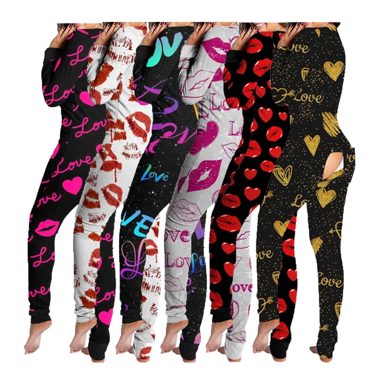 

Wholesale new style long sleeves onesie with butt flap for women