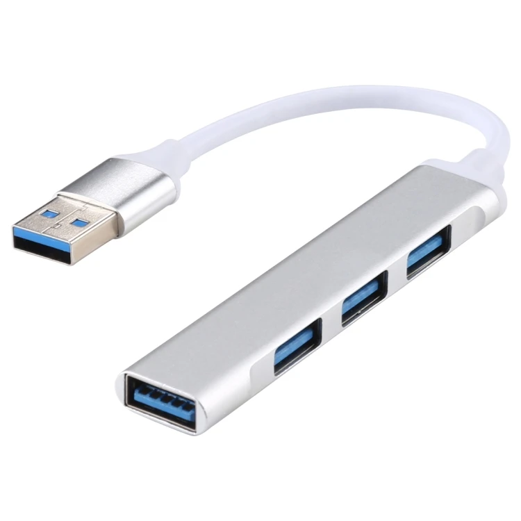 

Dropship Wholesale 4 Ports Charging Hub USB 3.0 to USB 3.0 Aluminum Alloy Adapter HUB, Silver