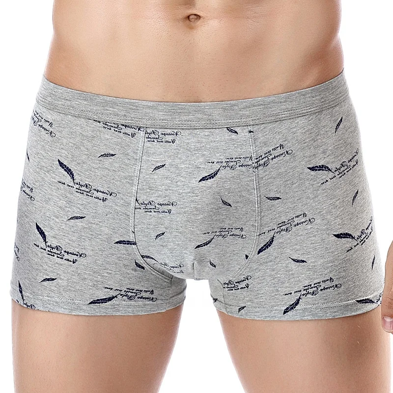 Wholesale 3D Leaves printed Boxer Shorts male panties Breathable Comfortable Cotton Underwear For Men Cheap Boxer Shorts
