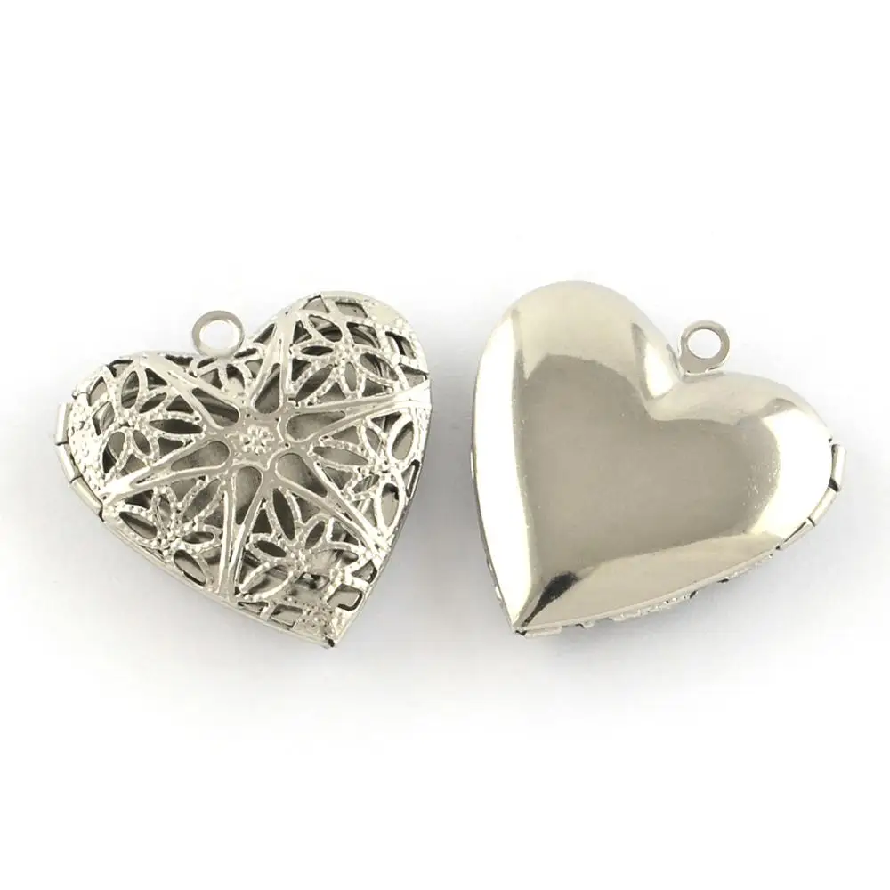 

Pandahall 304 Stainless Steel Diffuser Heart Photo Locket Pendants, Stainless steel color