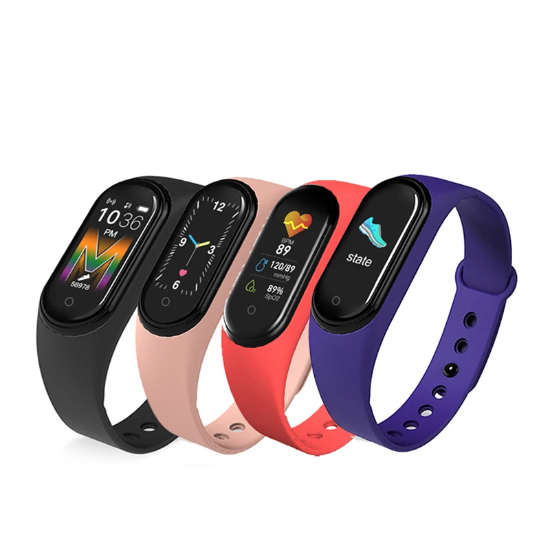 

Smart Bracelet Heart Rate Blood Pressure Health Waterproof Smartwatch Bluetooth Wristband Fitness Tracker M3 M4 M5 Smart Watch, Black, red, blue