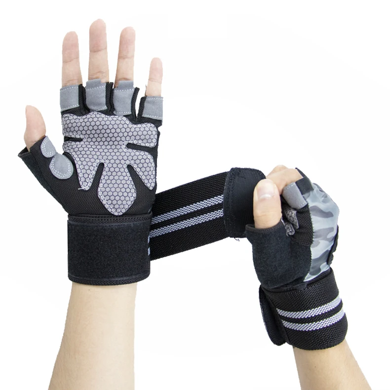 

Gym Training Full PalmProtection Half Finger Weightlifting Workout Gloves with Wrist Support, 2 colors