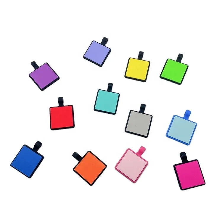 

OKSILICONE Newest Square Design Silicone Cat Dog ID Tags Personalized Dog Collar Pet Charm Name Pendant Puppy Tag