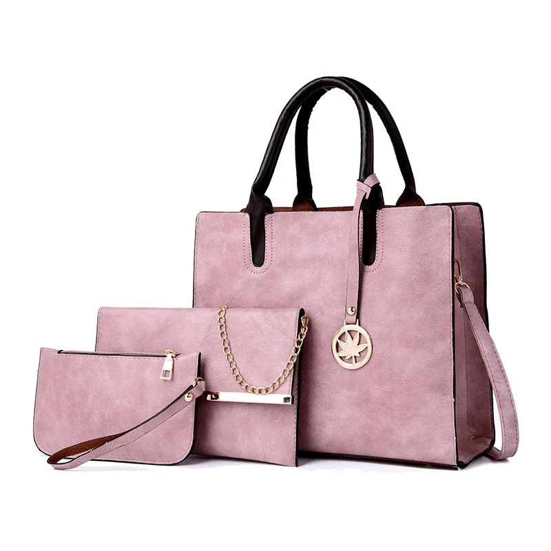 

PU Leather 3 Pieces Mother Bags Fashion Miss Unique Latest Styles Ladies Handbags, 5 colors or oem
