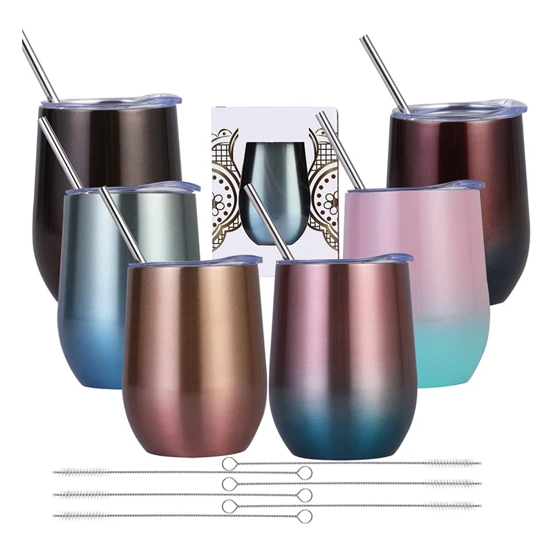 

12oz Stainless Steel Sublimation Wine Glasses Double Wall Vacuum Insulated Wine Tumbler Cup With Lid For Travel 12 oz tumbler, Steel or customized color
