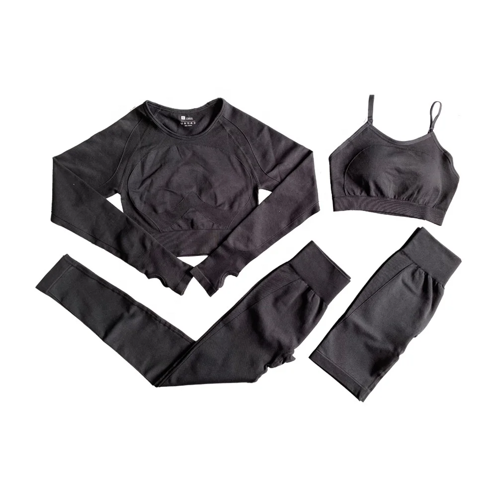

4 pcs leggings 4 pieces set sports wear yoga fitness anti cellulite seamless activewear sets for women, Customized colors