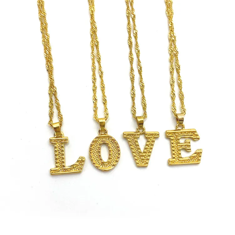 

Fashion 26 English Letters Name Jewelry Necklace Women Gold Plated Chain Initial Necklace, Picture shows