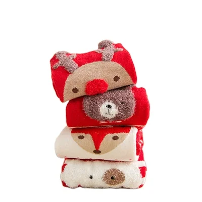 

Winter colored cotton socks three-dimensional cartoon Christmas socks cute elk ladies mid-tube socks, Picture shows