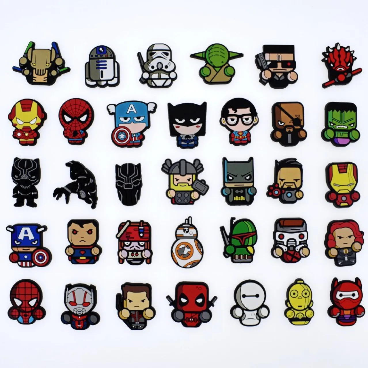 

Marvel superhero series soft pvc rubber shoe lace charms custom wholesale Via DHL/Fedex