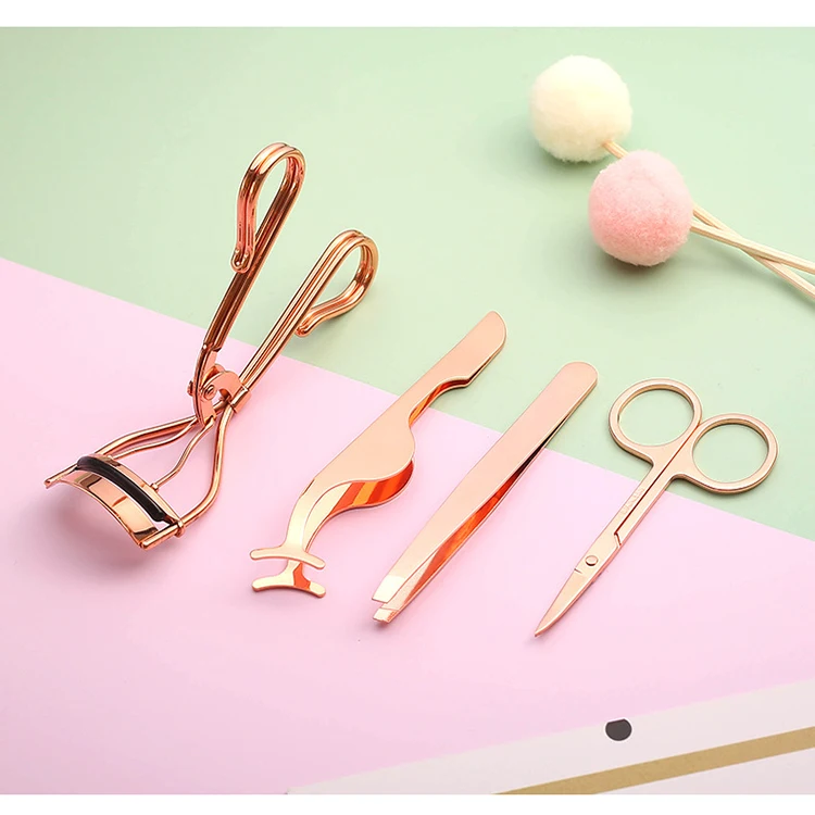 

Eyelash curler 4-piece set Eyelash assistant Eyelash tool set, Rose golden