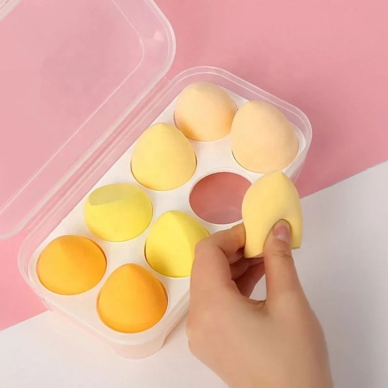 

Safe Material Latex Free Sponge Packaging Softy Natural Makeup Sponge Blender in Stock, Yellow/pink/purple/green