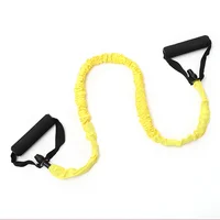 

10lbs yellow ankle exercise latex resistance tube bands with foam handle