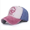 New fashion Washed cotton five star pattern print distressed baseball cap