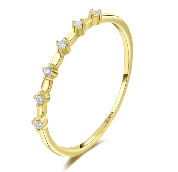 

Dainty 100% 925 Silver CZ Zircon Knuckle Ring Stackable Real 14K Gold Plating Cubic Zirconia Smooth Thin Ring For Girls