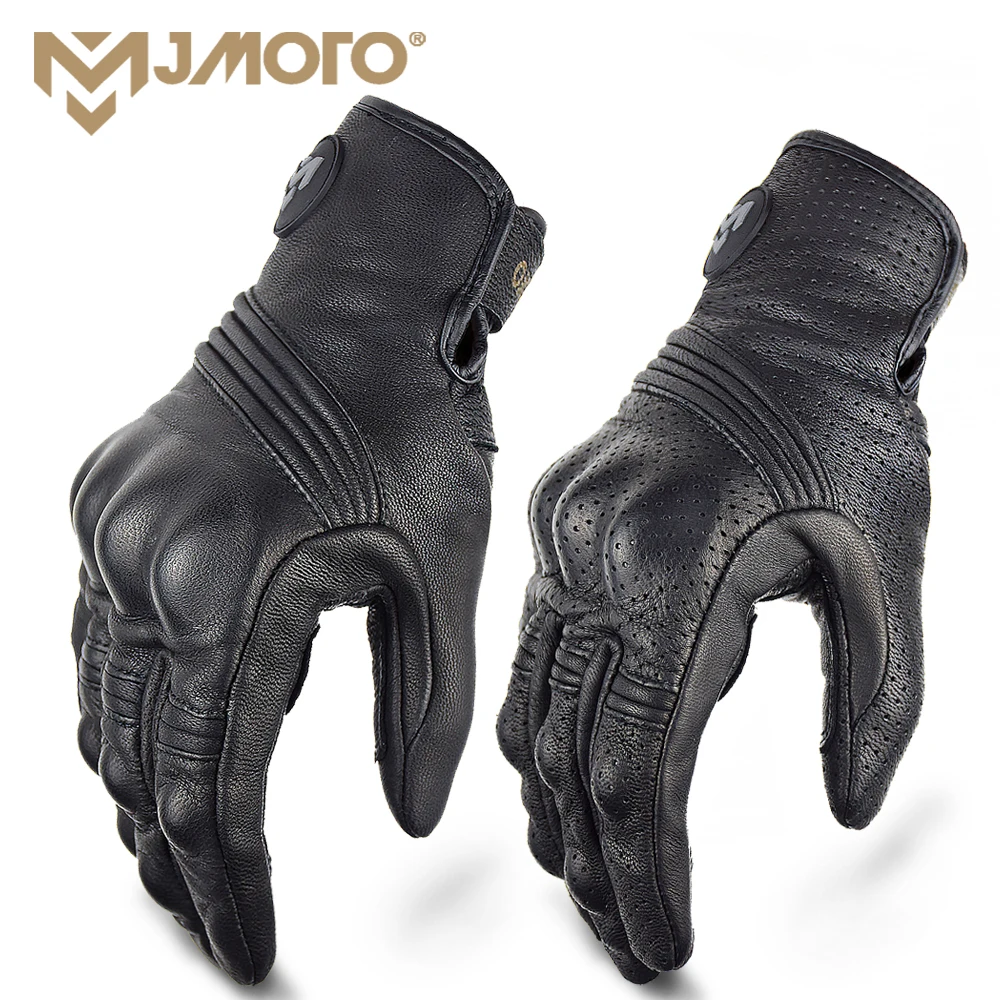 

Touchscreen Leather Motorcycle Gloves Motocross Tactical Moto Motorbike Pit Biker Protective Gear Kart Racing Full Finger Glove, Black/black-hole