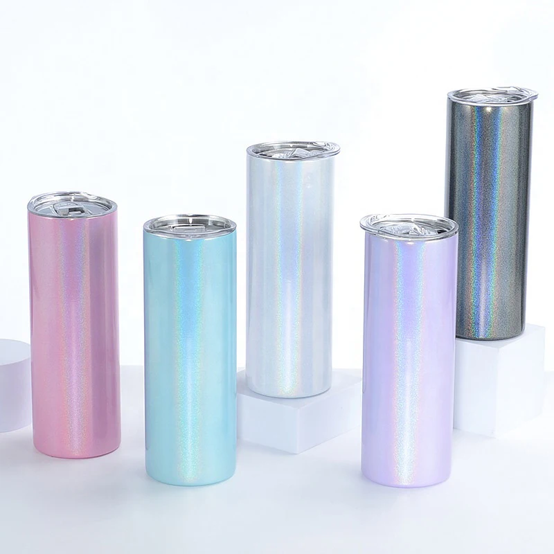 

Fastsub 20oz Straight Stainless Water Bottles Sublimation Blanks Color Glitter Skinny Sublimation Tumbler