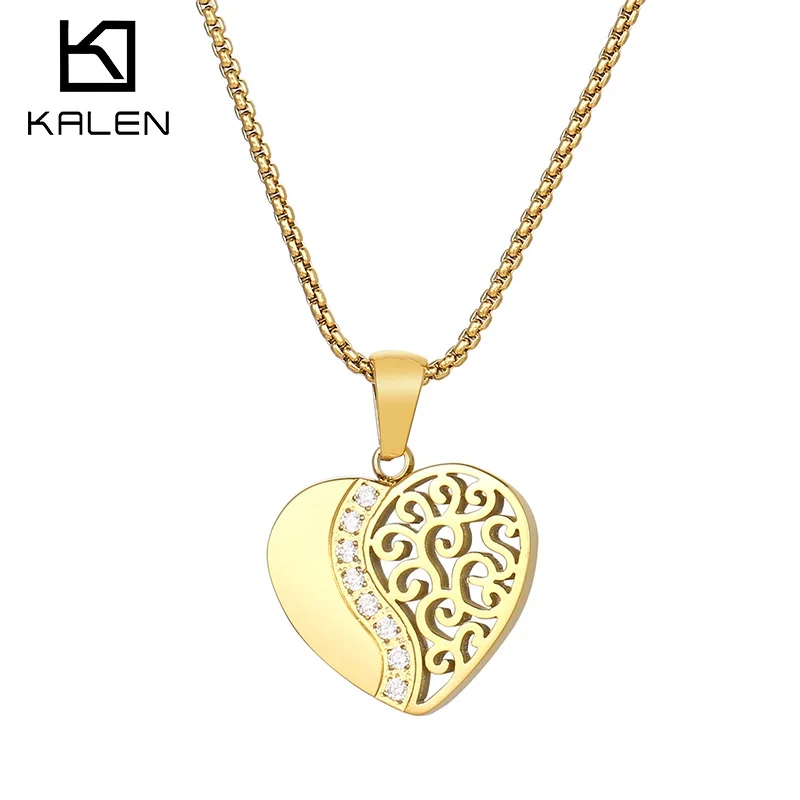 

Kalen 18k Gold Plating Jewelry Zircon Heart Pendant Necklace Women's Stainless Steel Necklaces