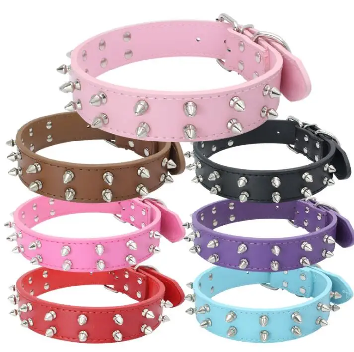 

Hot Selling Fashion 2 Row Spikes Studded Genuine Leather Martingale Dog Collars