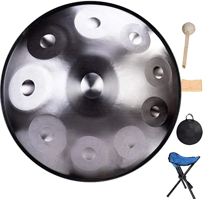 

Handpan Percussion instruments D Minor 9 notes Nitrided steel tambourine 22 inches hand drums with carrying bag