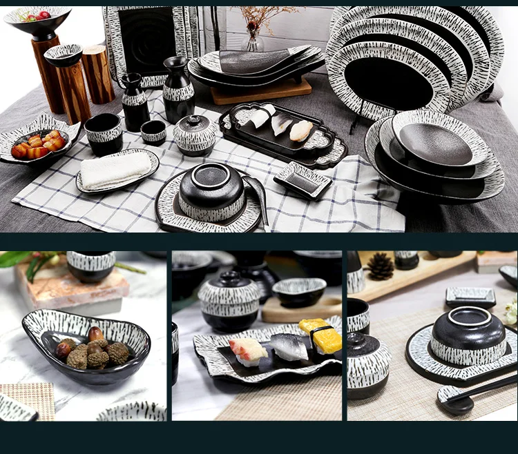 wholesale Japanese tableware new oval white black decorative chopstick and spoon stand holder ceramic chopstick rest set