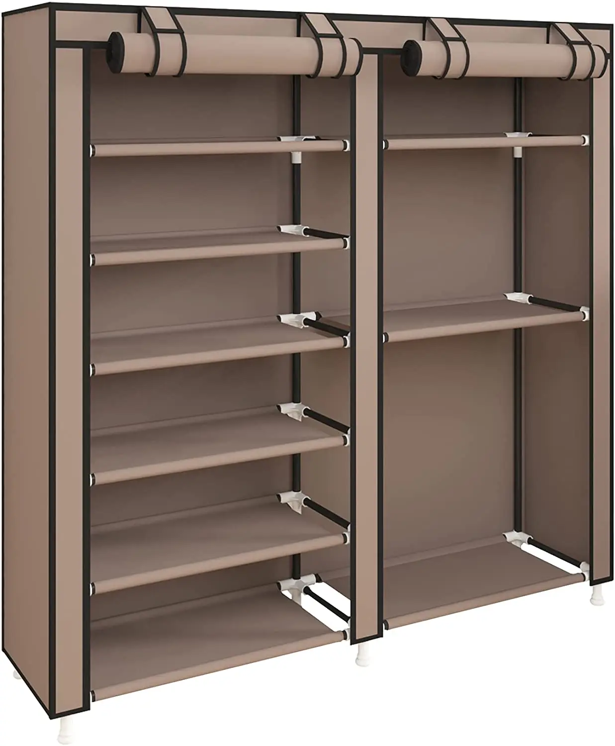 

400763 Nonwoven Fabric Dustproof Closet Free Standing Holder Cabinet Shoes Organizer, Beige grey brown black