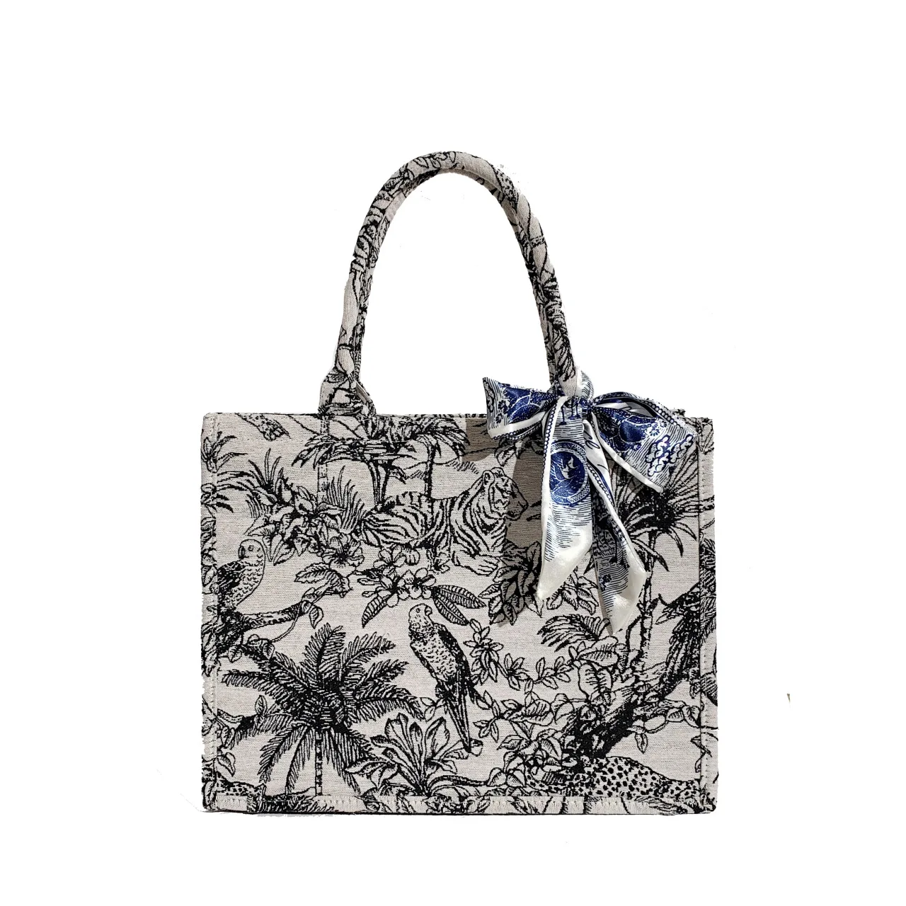 

2021 Large Canvas Tote Handbag Jacquard Prints Luxury Ladies Shoulder Purse Embroidery Women Hand Bags Custom