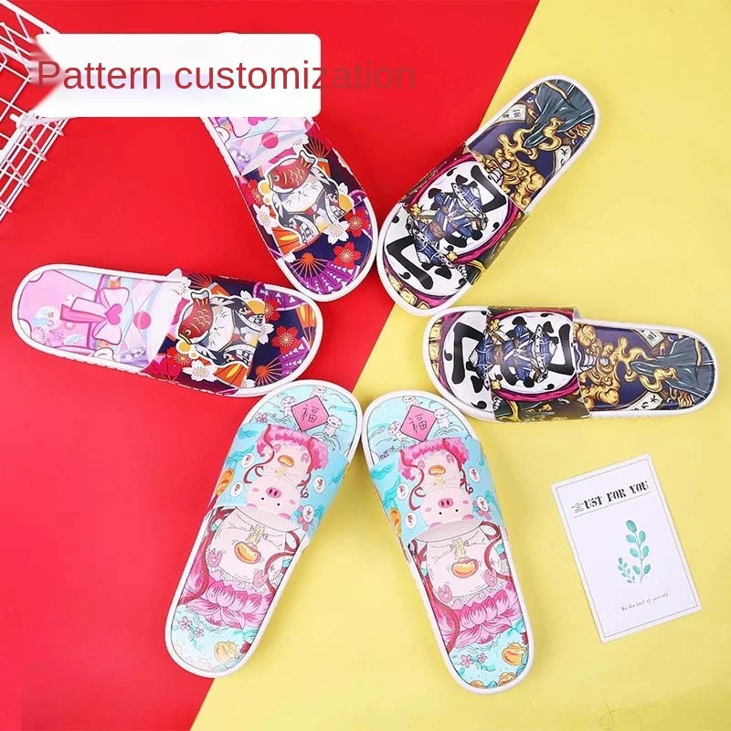 

LOGO Custom Shoes Summer Male And Female Couples Private Custom New Slippers Lettering Logo Women Slippers, White