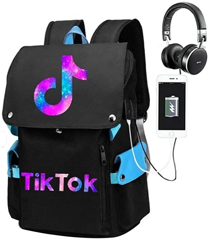 

TIK Tok Schoolbag with USB Charging Port Boys and Girls Bag TIK Tok Large Capacity Laptop Handbag Waterproof Rucksack, As shown or custom