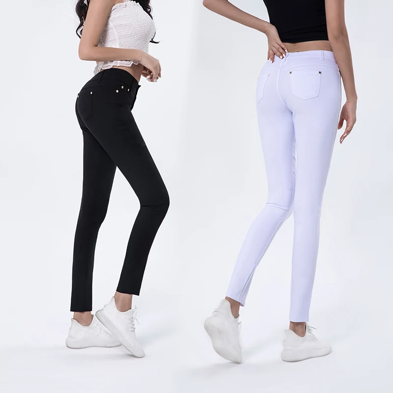 

Custom summer girl legging fashion cost women pant long pant for women black body tight, Balck white olive-green