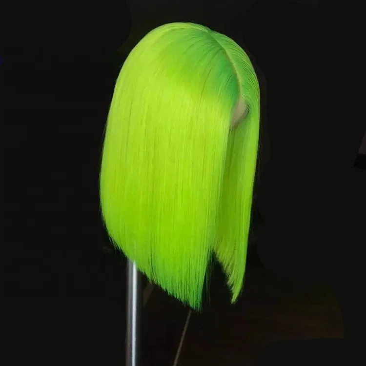 

Light Green Lace Front Human Hair Wigs Brazilian Short Bob Lace Wigs for Women