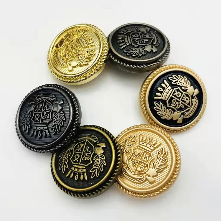 

Manufactures Metal Uniform Gold Point Oil British Style Suit Coat Windbreaker Casual Lady Button Lamination Custom logo Buttons, Customized