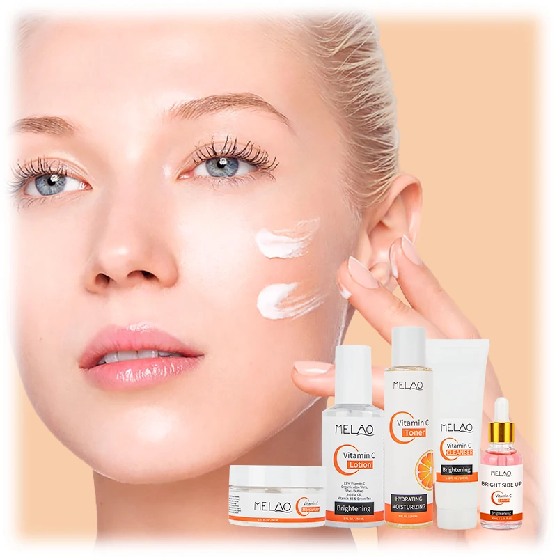 

Private Label Vitamin C Facial 5 Pieces Sets Face Body Beauty Anti-Aging Whitening Moisturizing Organic Vc Skin Care Set (New)
