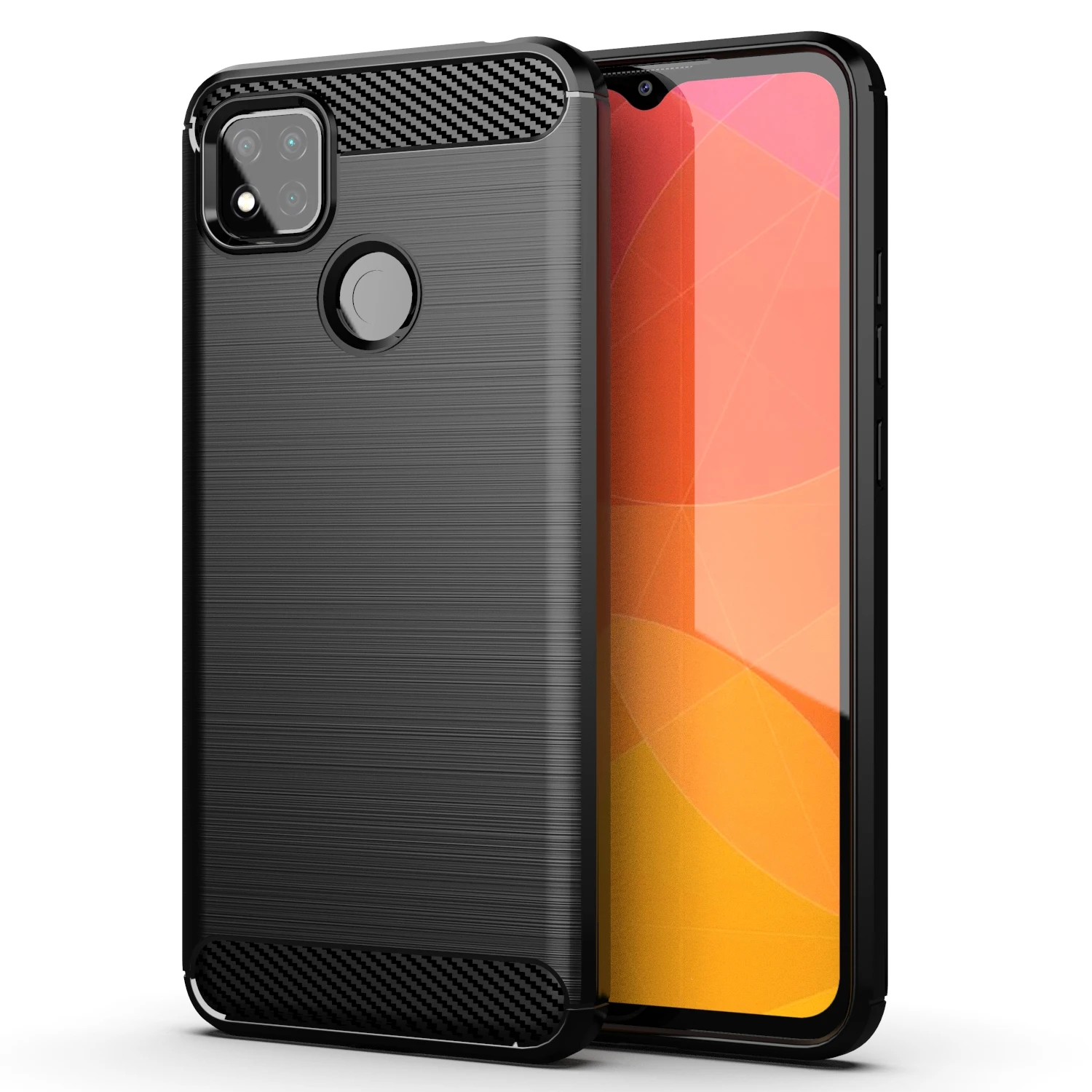 

2021 Fashio Carbon Fiber Tpu Shockproof Soft Silicone Mobile Cell Phone Case Back Cover Accessories For Xiaomi Redmi 9C, 4 colors