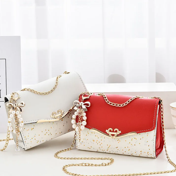 

2022 trendy sling bags for women girl's shoulder bags ladies fashion leather chains handbag crossbody bags, Black,white,beige,red