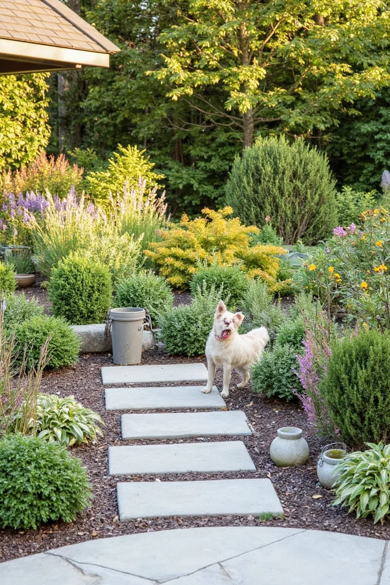 Pet owner cleaning up after their dog using eco-friendly tools and products