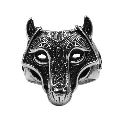 

Hot Selling Vintage Animal Head Fox Ring Men Jewelry Black Fox Head Ring