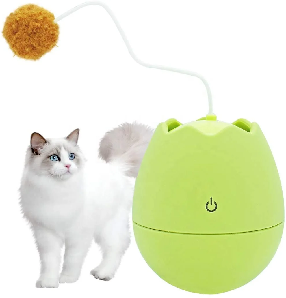 

Dropshipping pet toys Electronic Automatic Moving Rotating Ball Eggshell interactive Cat toy tumbler rocking ball cat stick toy