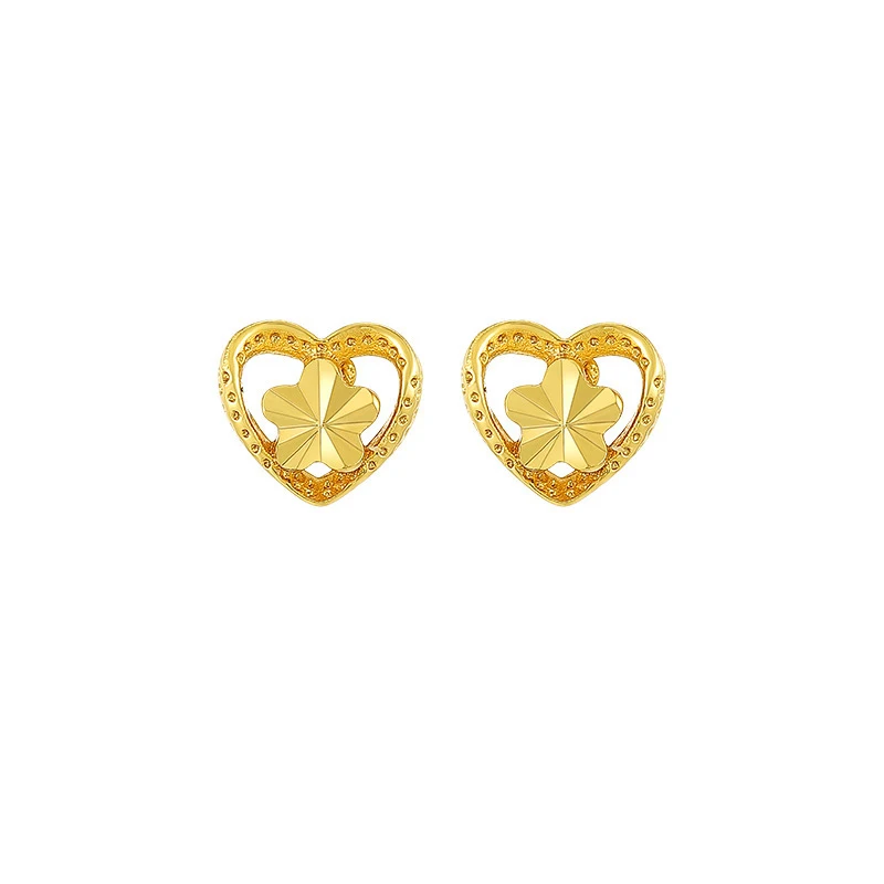 

Wholesale Custom Elegant Small 24K Gold Plated Heart Stud Earring Women Factory Price, Colorful