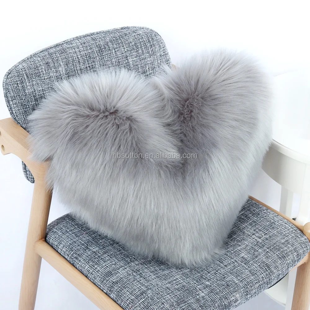 Heart Shaped Solid Plush Furry Cushion Cover Fashion Nordic Plush
