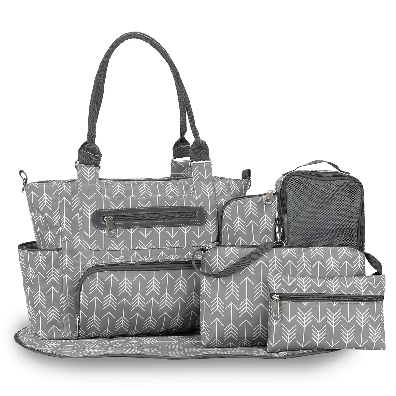 

Amazon Hot Selling 7PC Diaper Bag Tote Handbag Purse Bags Satchel Diaper Messenger for Mom and Girls