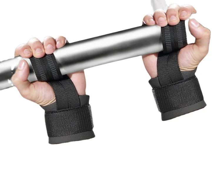 

Training Fitness Gym Grips Straps Weightlifting Wrist Support for Dumbbell, Black