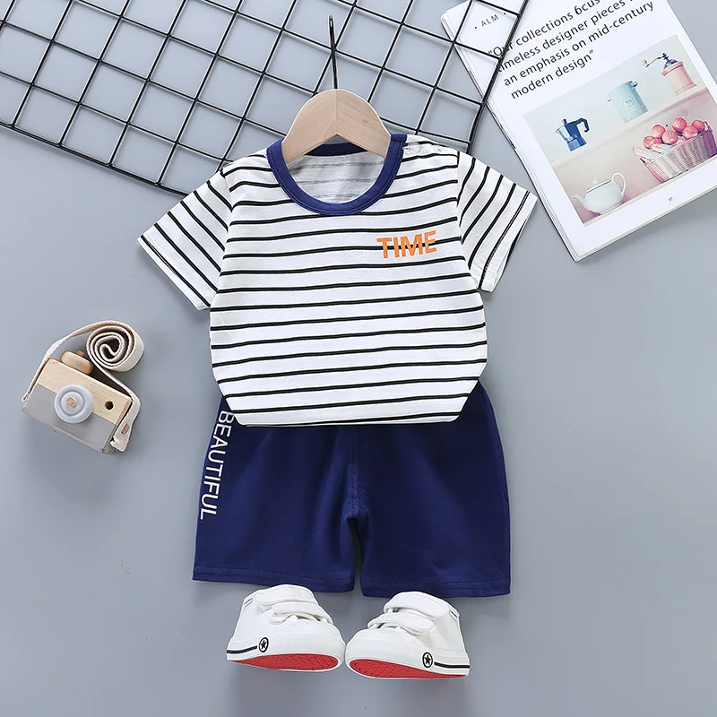 

kids clothes sleeveless summer t-shirt shorts sets wholesale Baby Boy Clothing Sets 2pcs