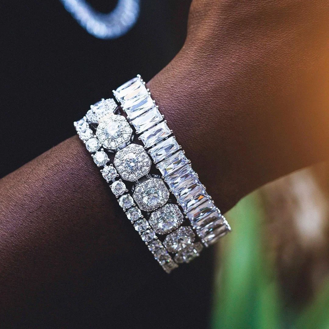 

hip hop bling men jewelry iced out bling cz bracelet, Rainbow color