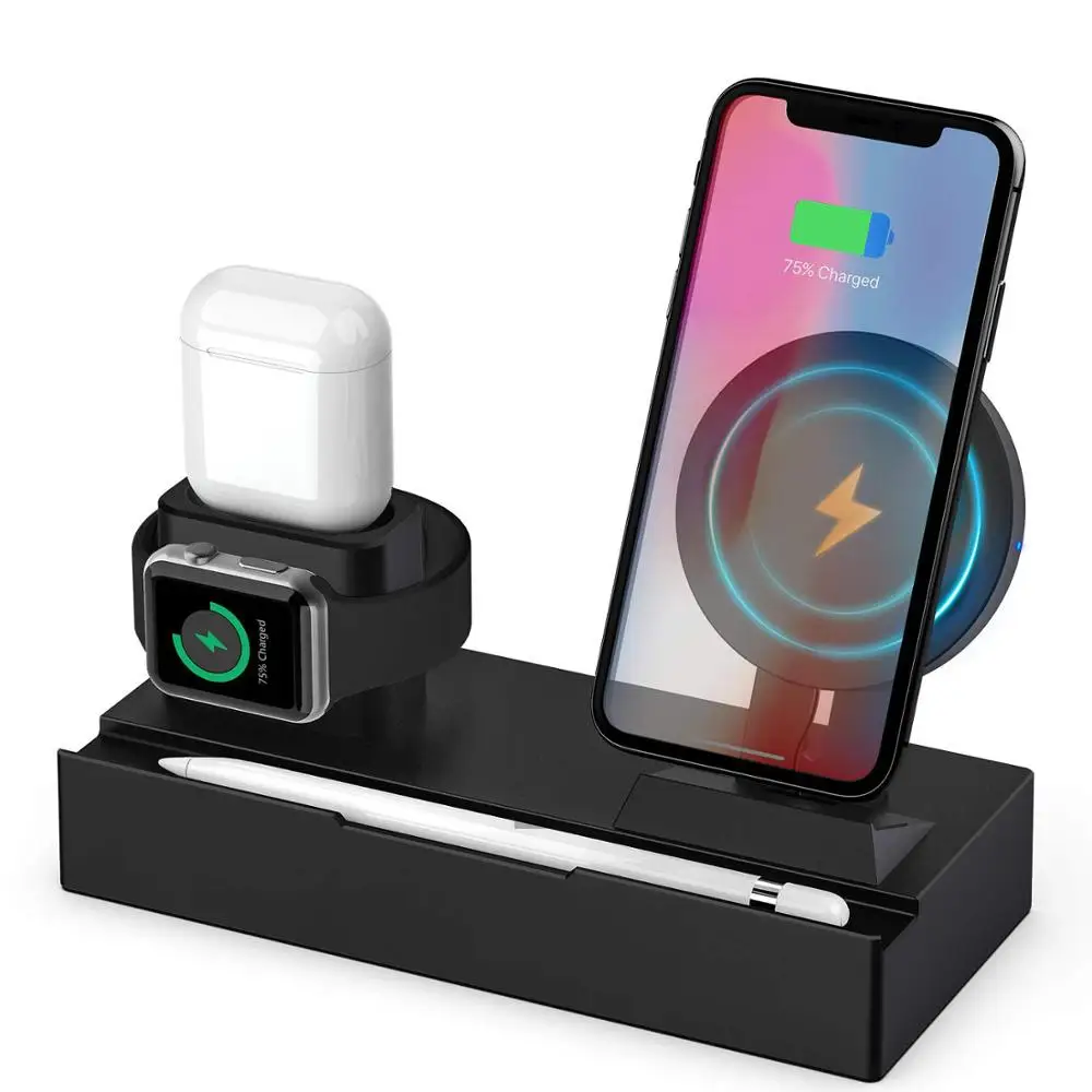 

8 in 1 Wireless Charger USB Charging Station for iPhone X/8/8 Plus,Apple Watch Series 3/2/1/Air Pods, Black